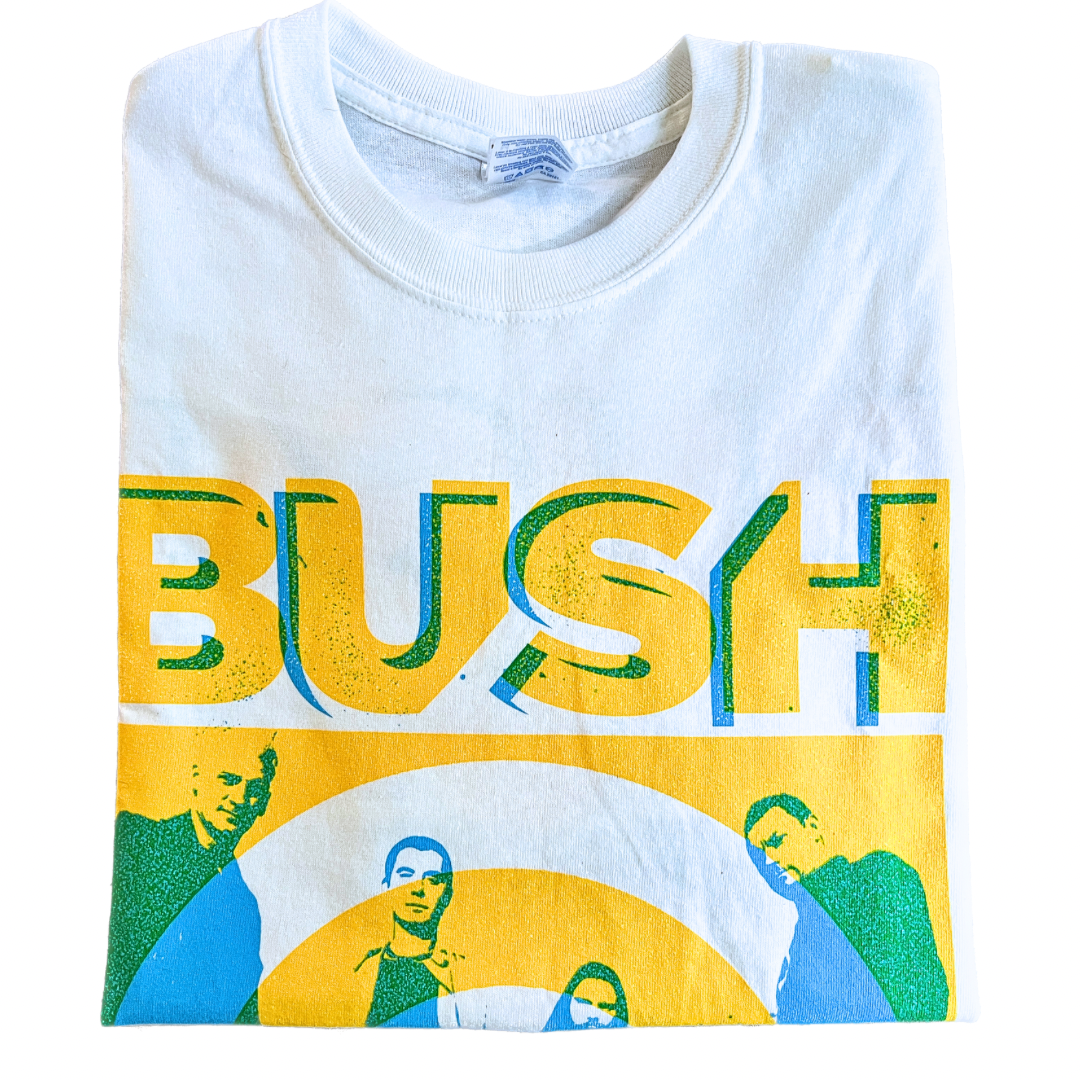 Bush 2011 Tour White T-Shirt - Adult Medium - Spiral & Band Graphic Front - Tour Locations Back - Authentic Rock Band Tee