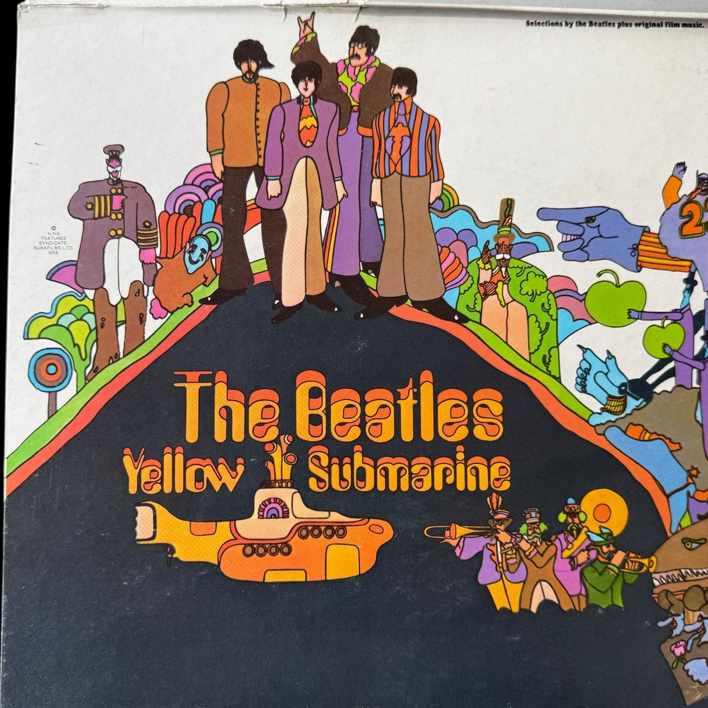 Yellow Submarine panel from original 1969 Beatles Capitol Records Christmas retail hanging mobile Capitol Records