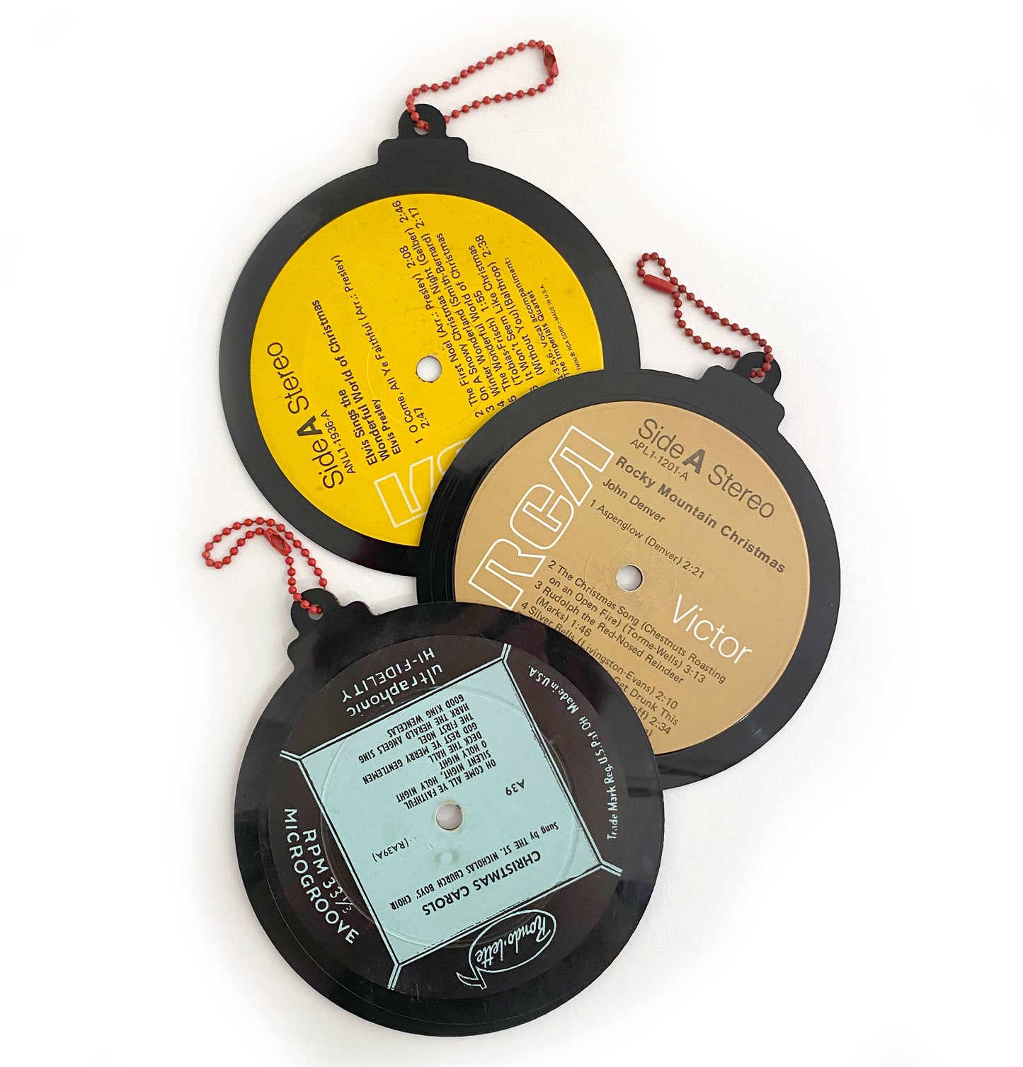 Christmas Vinyl Record Ornament Sets