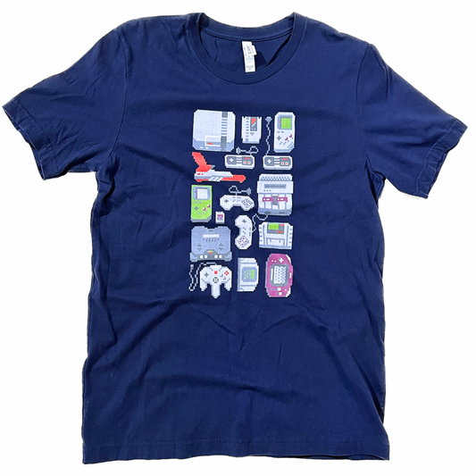 Classic NES Systems Pixelated Design Tee - Medium, Dark Blue