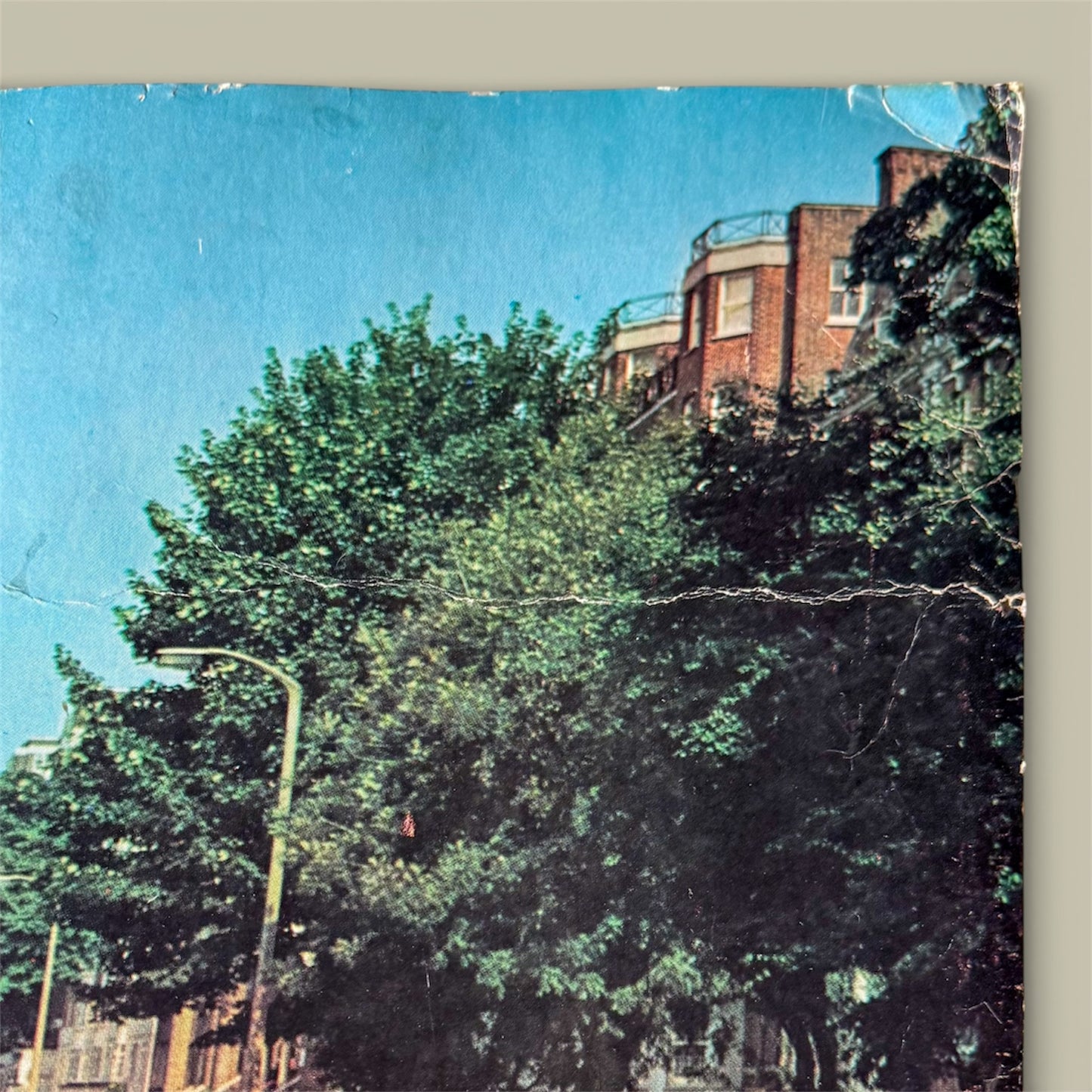 1969 Beatles Abbey Road die-cut promo standee top right corner condition detail edge wear crease lines 55 year old promotional display material