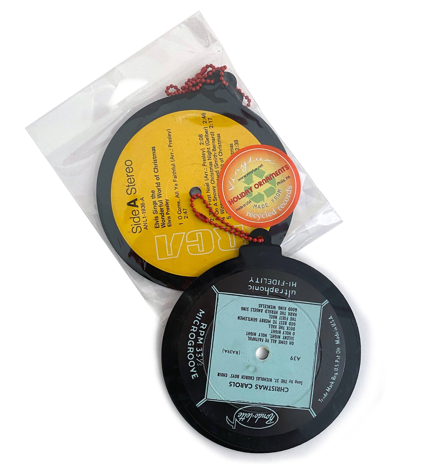 Christmas Vinyl Record Ornament Sets