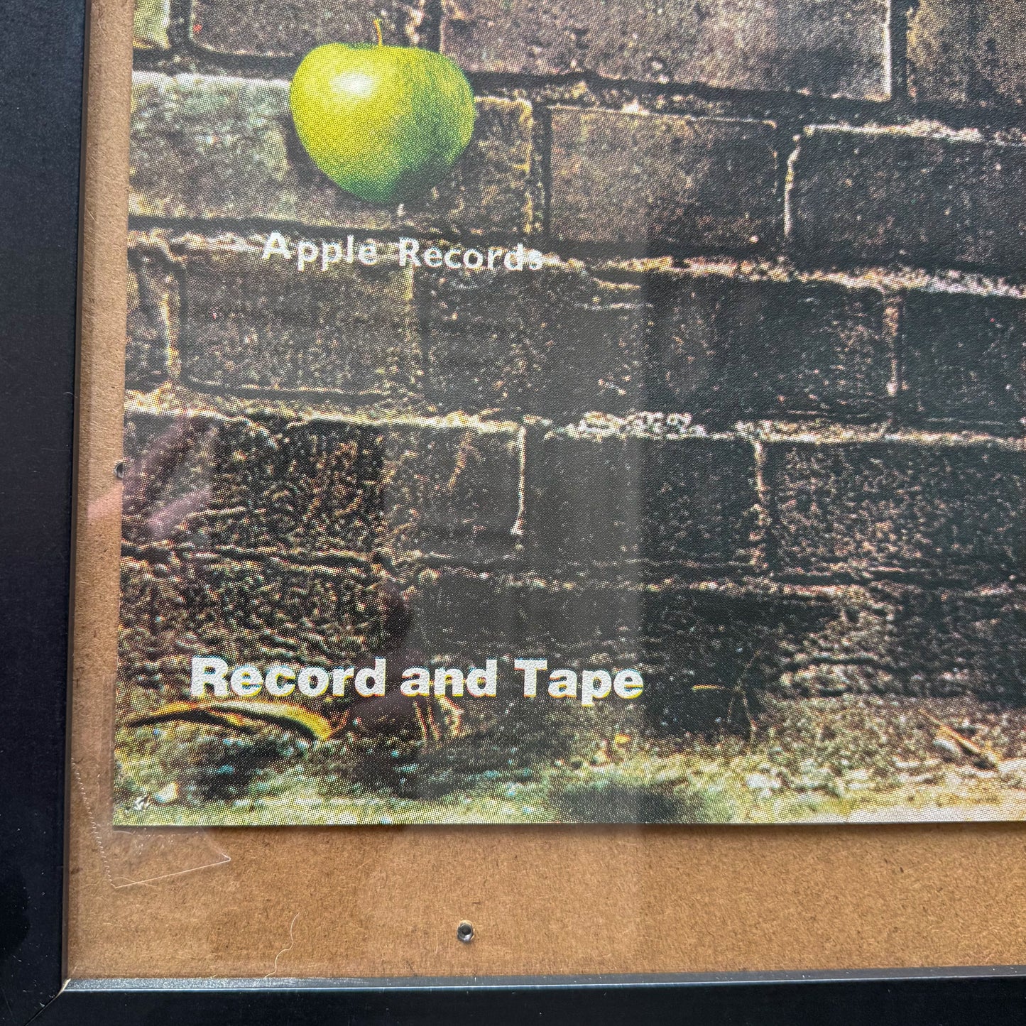 1969 Beatles Abbey Road Apple Records promo poster bottom left corner framed kraft board backing corner tape condition detail original promotional display piece