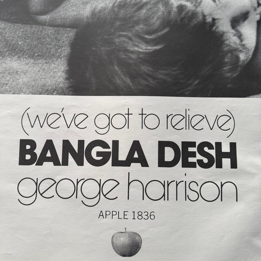 1971 George Harrison Bangla Desh poster text detail we've got to relieve Apple 1836 original promotional