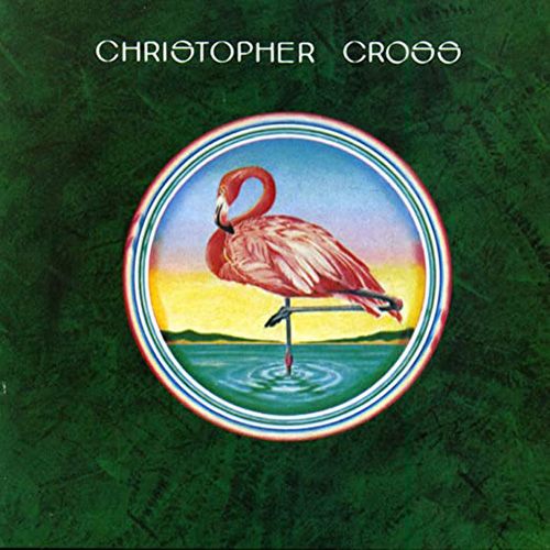 Christopher Cross’s self-titled debut album cover, featuring a pink flamingo against a pastel sunset and green sea.