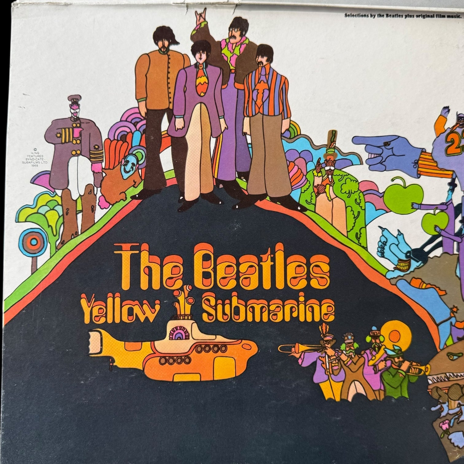 Yellow Submarine panel from original 1969 Beatles Capitol Records Christmas retail hanging mobile Capitol Records