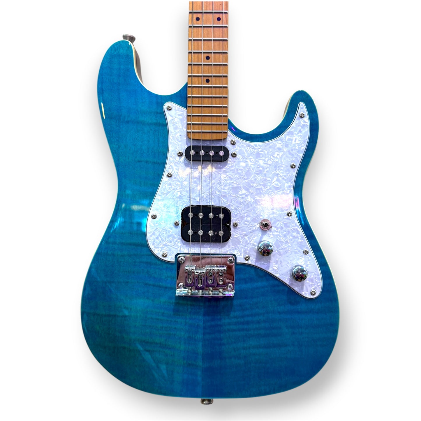 Flight Pathfinder Electric Ukulele – Transparent Blue Flame Top