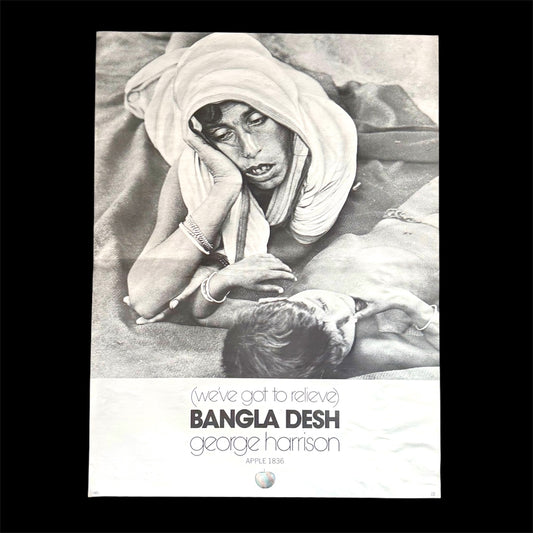 1971 George Harrison Bangla Desh original Apple Records promotional poster 29.5x40 inches warehouse fresh never folded