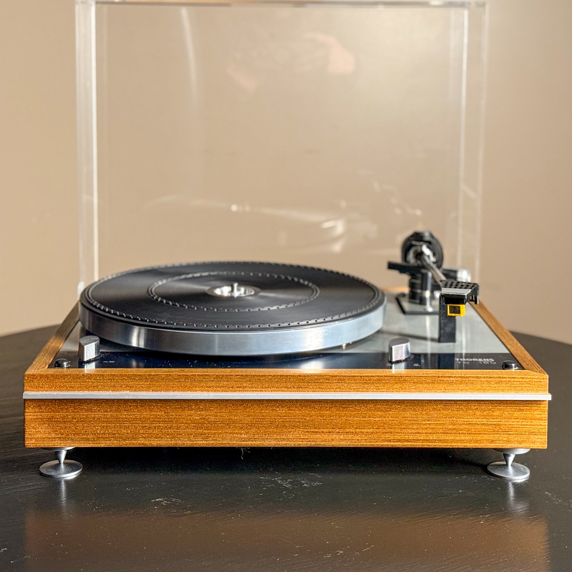 Thorens TD-160 fully restored turntable with dust cover open