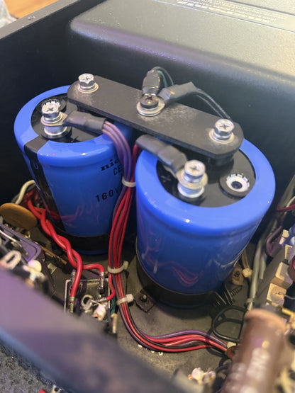 Marantz 510M replacement filter capacitors photographed during service
