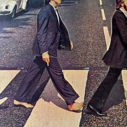 1969 Beatles Abbey Road die-cut promo standee Paul McCartney barefoot detail Ringo Starr black suit original Apple Records promotional standee condition