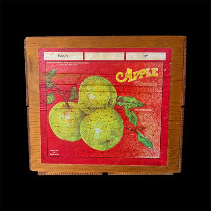 Close-up of Rare Red Apple Records 'Grown and Packed' Store Display Label - 12 Inch Size