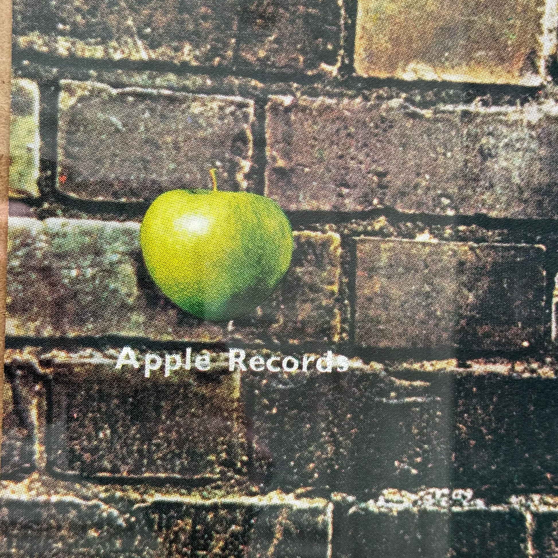 1969 Beatles Abbey Road promo poster Apple Records green apple logo crisp clean close up detail original US promotional Capitol Records warehouse provenance