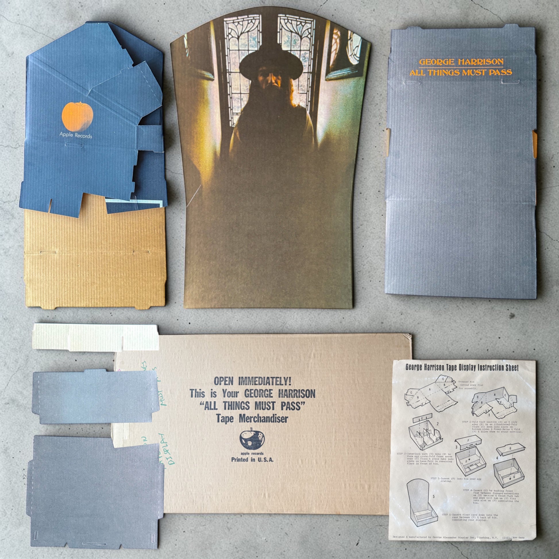 1971 George Harrison All Things Must Pass original Apple Records tape merchandiser complete set all components never assembled original shipping box Capitol Records Bethlehem PA provenance