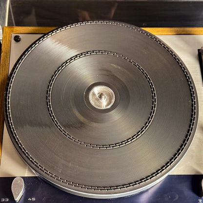 Thorens TD-160 vintage turntable wood plinth and platter detail