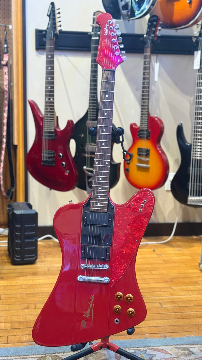 Modified Epiphone Firebird Electric Guitar – Red, Al Hendrix Signature — front view